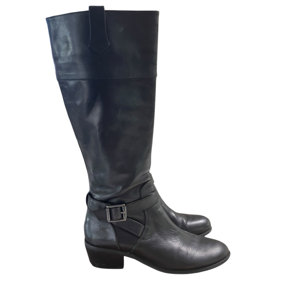 Arturo Chiang Boots Sz 8 M Riding Beatrix Knee High Black Leather Shoes Moto - Picture 3 of 13